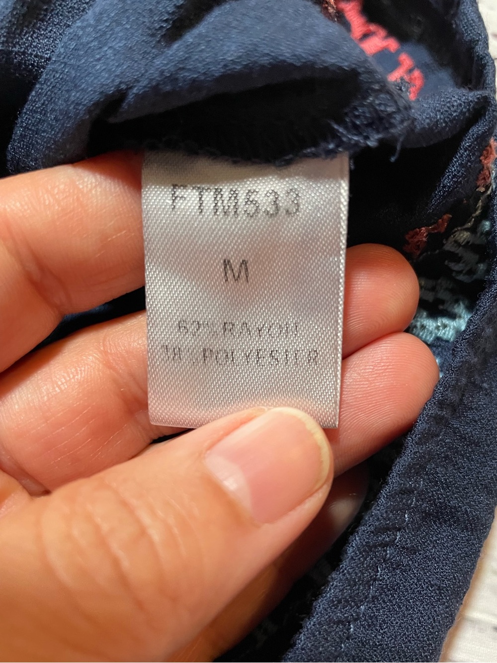 THML embroidered boho top. Navy Blue. Size M - Picture 6 of 9